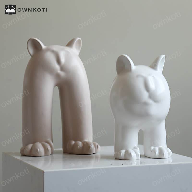 Cream Cat Ceramic Vase Ornament