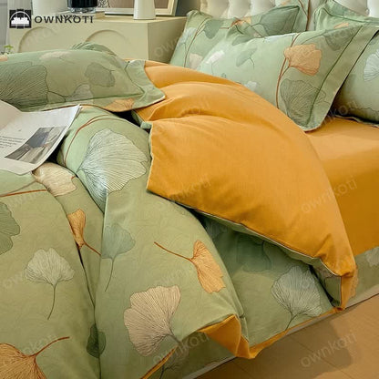 Brushed Cotton Ginkgo Leaf Bedding Set(4PCS)