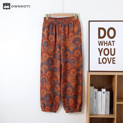 Retro Jacquard Cotton Gauze Pajama Pants