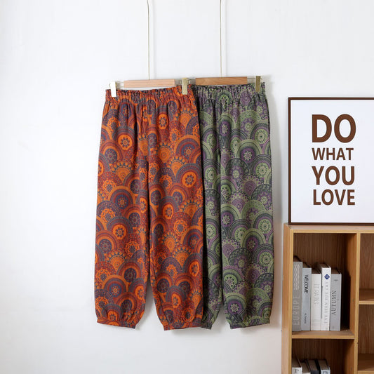 Retro Jacquard Cotton Gauze Pajama Pants