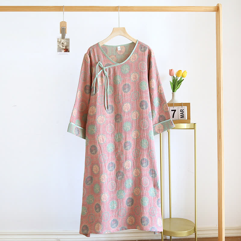 Three-quarter Sleeves Cotton Gauze Nightgown