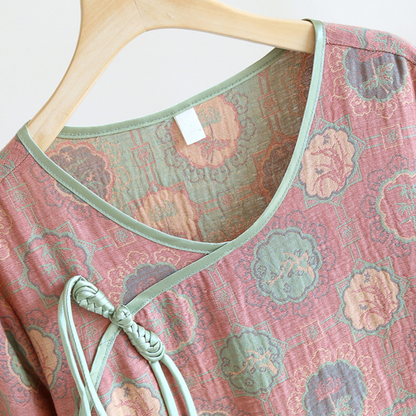 Three-quarter Sleeves Cotton Gauze Nightgown