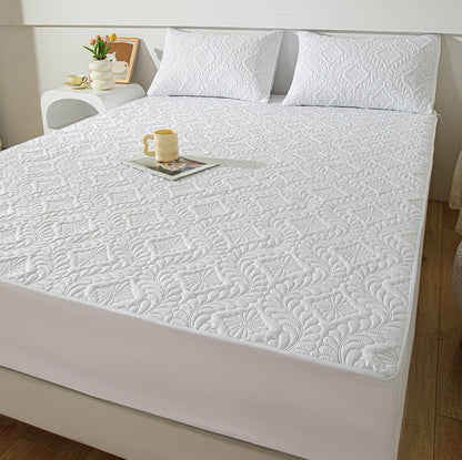 Waterproof Solid Color Quilted Fitted Sheet - image 3