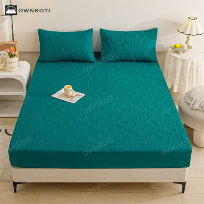 Waterproof Solid Color Quilted Fitted Sheet