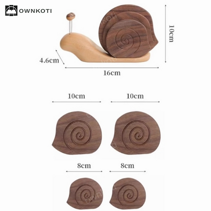 Solid Wood Creative Snail Shape Coaster