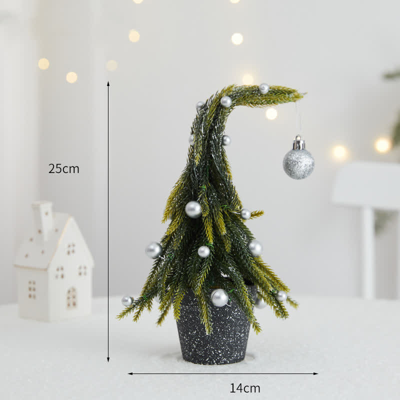 Christmas Tree Potted Home Decoration  - Green & Silver - 2PCS - 5.51" x 9.84" - image 12