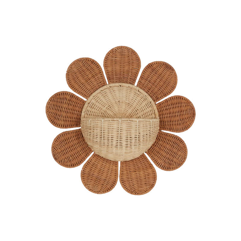 Rattan Woven Sunflower Wall Basket