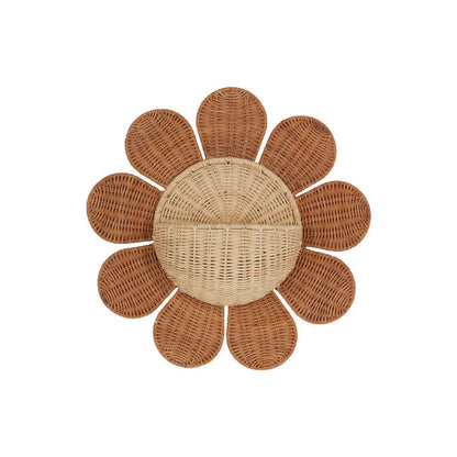 Rattan Woven Sunflower Wall Basket