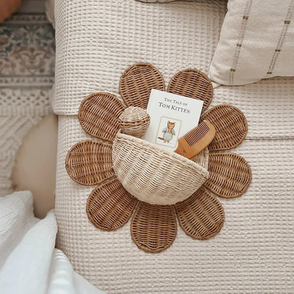 Rattan Woven Sunflower Wall Basket