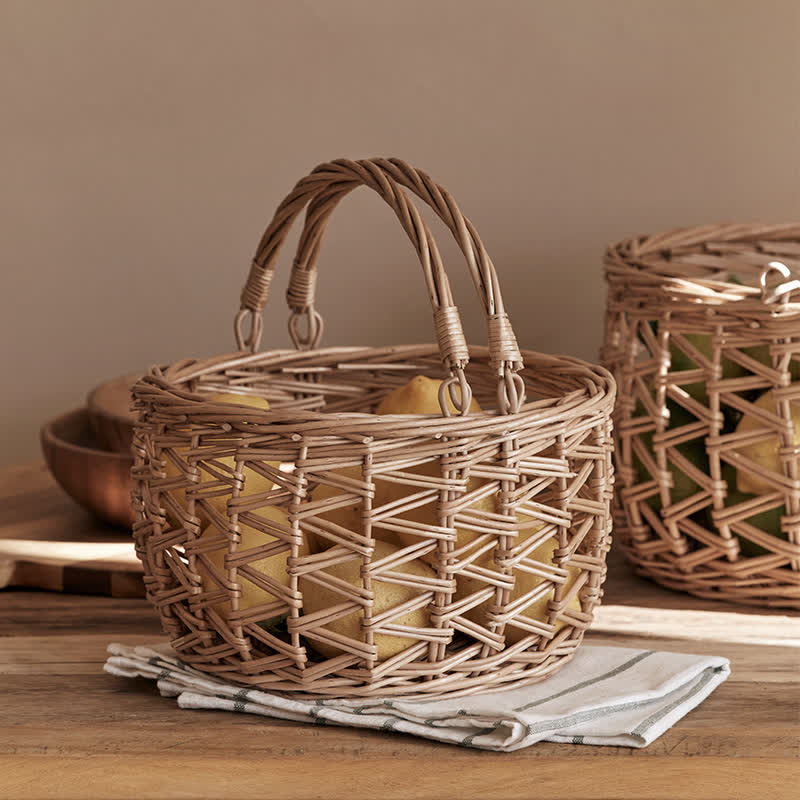 Handmade Wicker Fruit Hanging Storage Basket