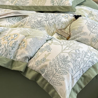 Rural Leaf Brushed Cotton Bedding Set (4PCS)