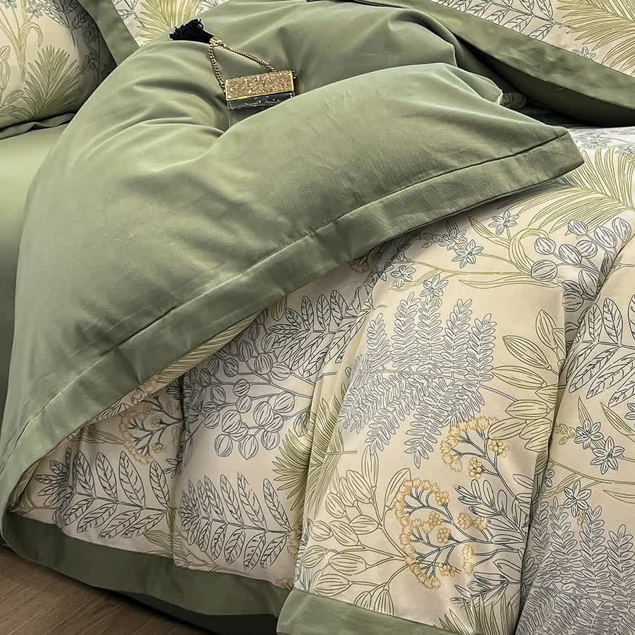 Rural Leaf Brushed Cotton Bedding Set (4PCS)