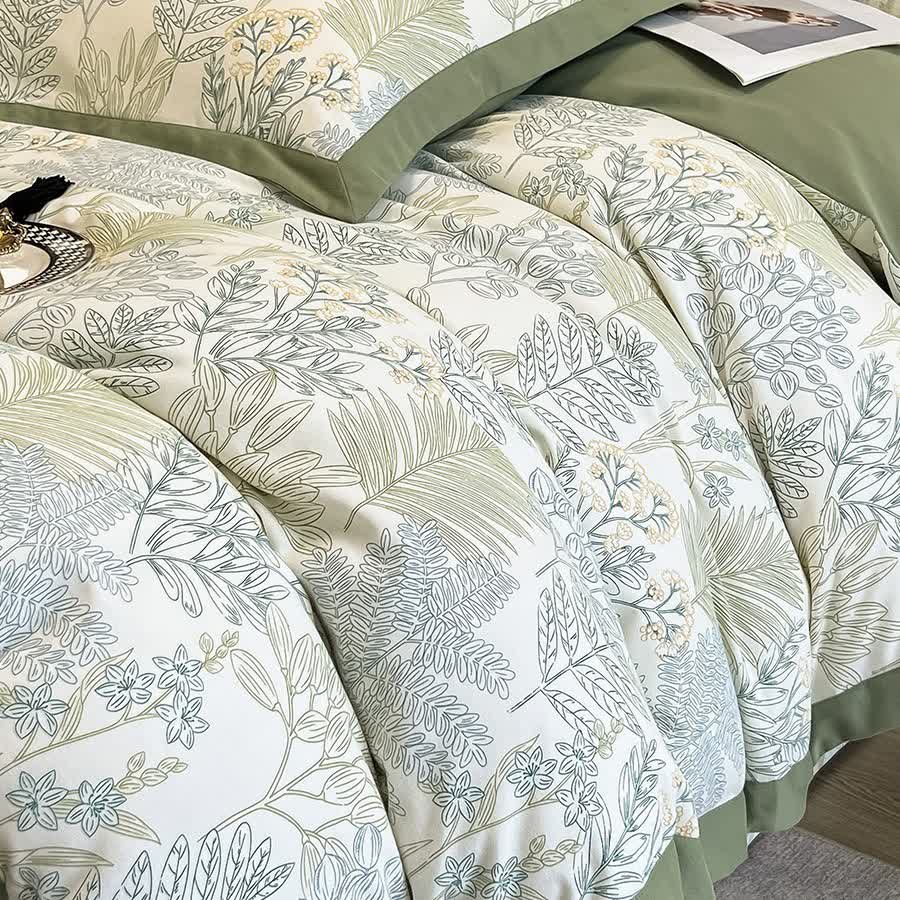 Rural Leaf Brushed Cotton Bedding Set (4PCS)