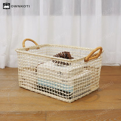 Rattan Woven Hollow Handle Storage Basket