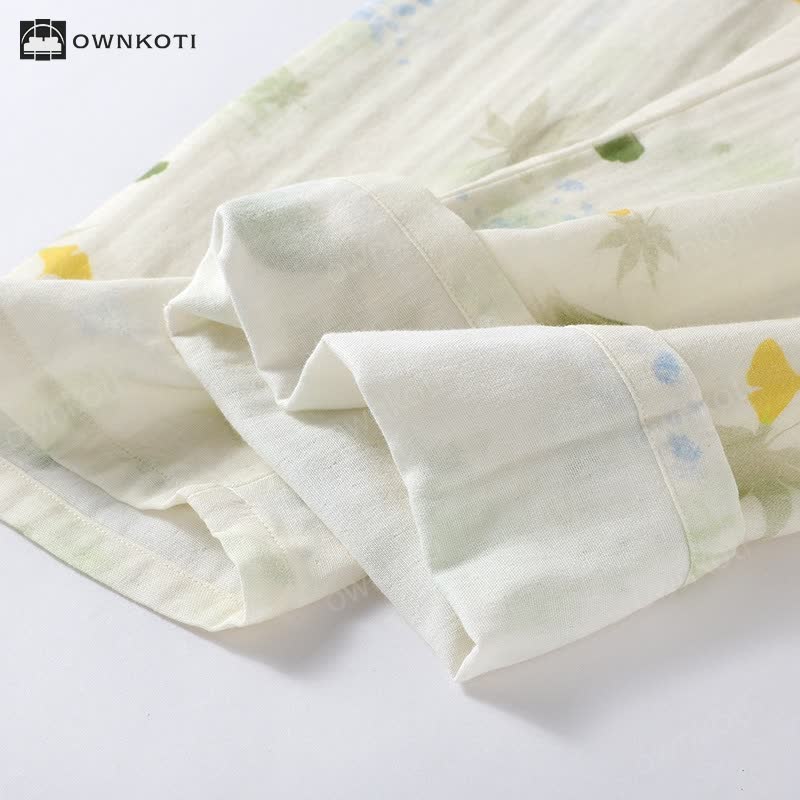 Rural Leaf Cotton Gauze Pajama Set