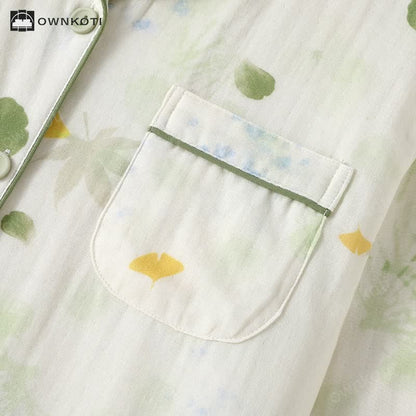 Rural Leaf Cotton Gauze Pajama Set