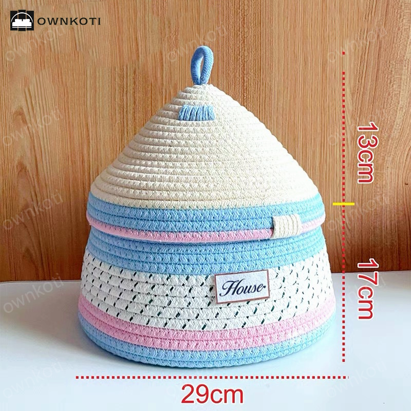 Cotton Woven House Desktop Storage Box