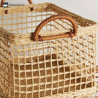 Rattan Woven Hollow Handle Storage Basket