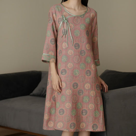 Three-quarter Sleeves Cotton Gauze Nightgown
