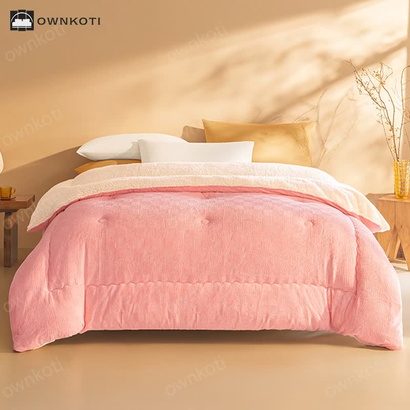 Thick Warm Plush Fleece Blanket with Comforter