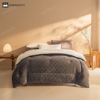 Thick Warm Plush Fleece Blanket with Comforter