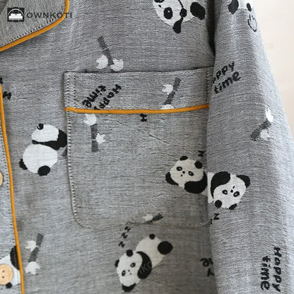 Cute Panda Couple Cotton Pajama Set