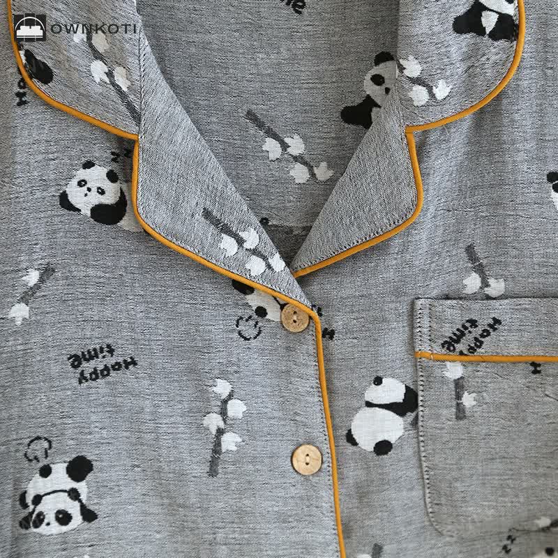 Cute Panda Couple Cotton Pajama Set