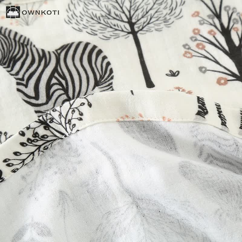 Zebra Forest Cotton Gauze Pajama Set