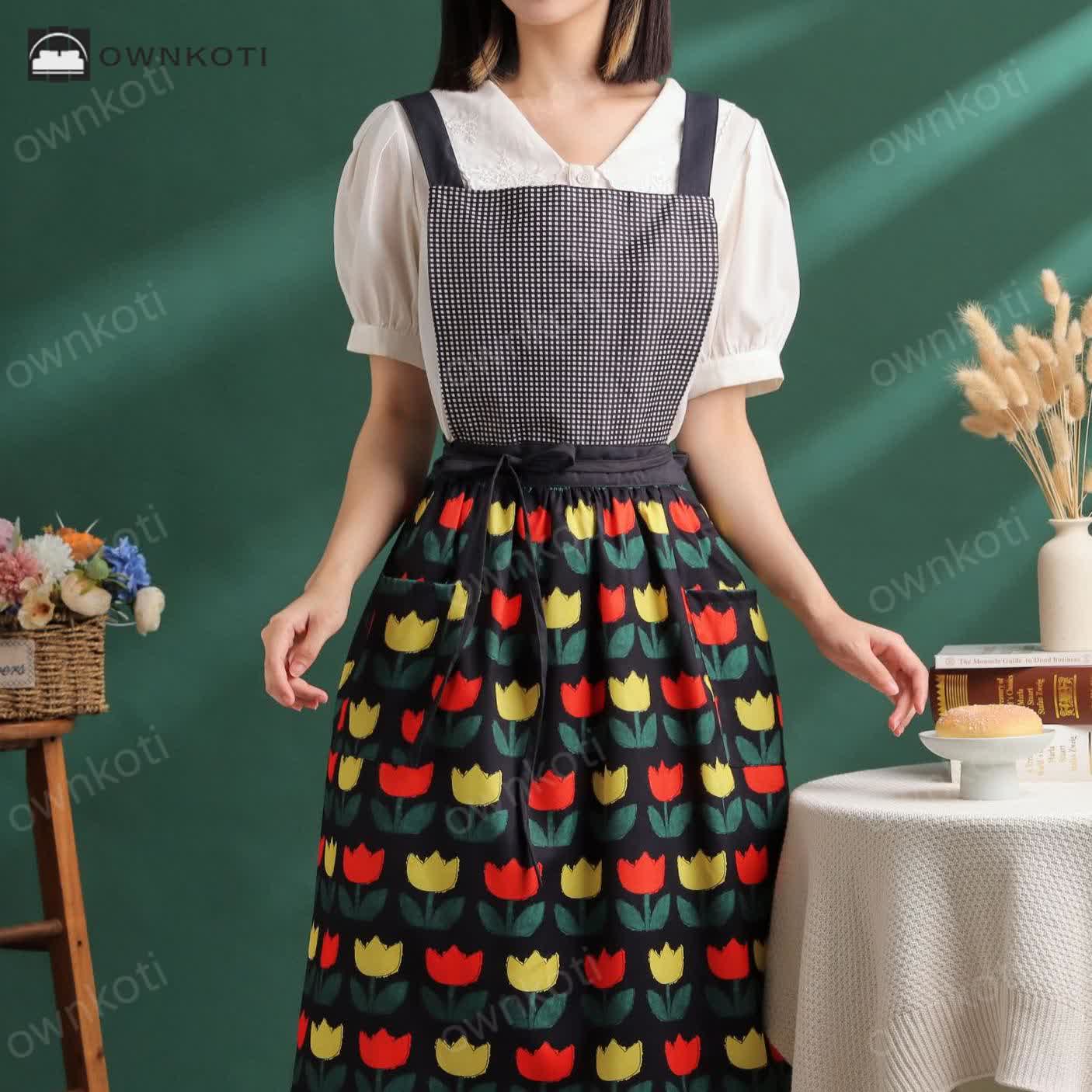 Floral Tulip Artist's Smock Gardening Apron