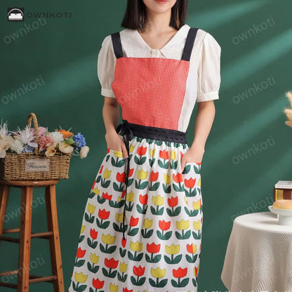 Floral Tulip Artist's Smock Gardening Apron