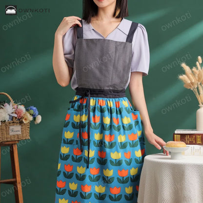 Floral Tulip Artist's Smock Gardening Apron