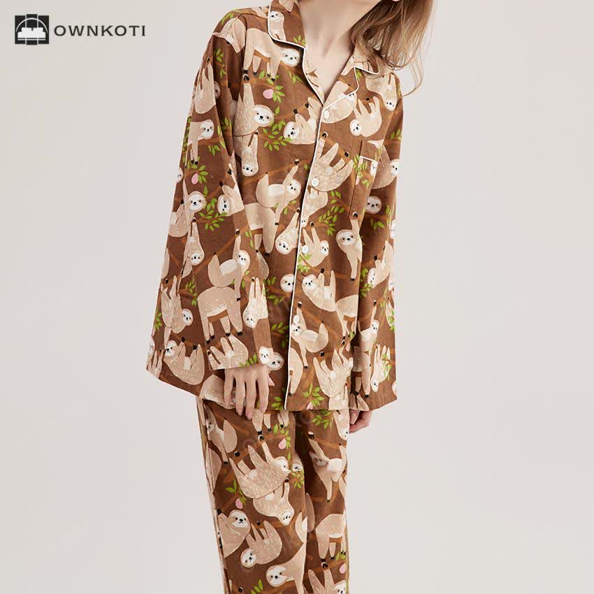 Thicken Cotton Cute Sloth Couple Pajama Set