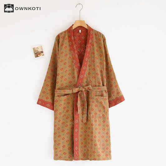 Retro Kimono Cotton Gauze Bathrobe