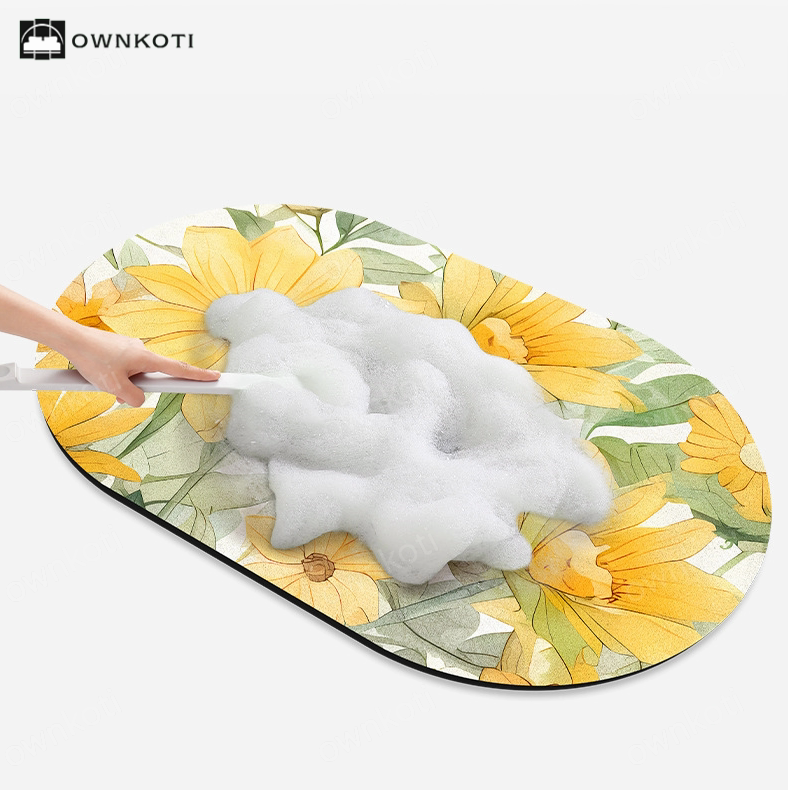 Simple Floral Absorbent Floor Mat