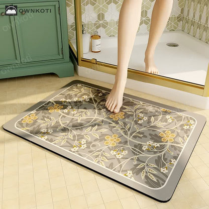 Vintage Floral Diatom Mud Floor Mat