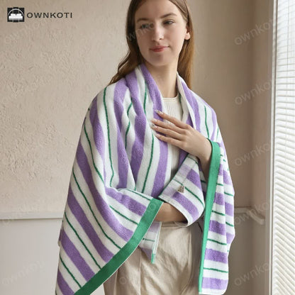 Pure Cotton Simple Striped Bathrobe