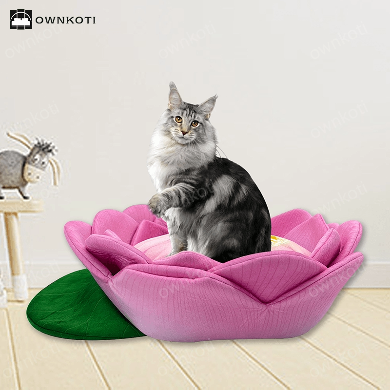 Lotus Shaped Warm Fleece Pet Bed