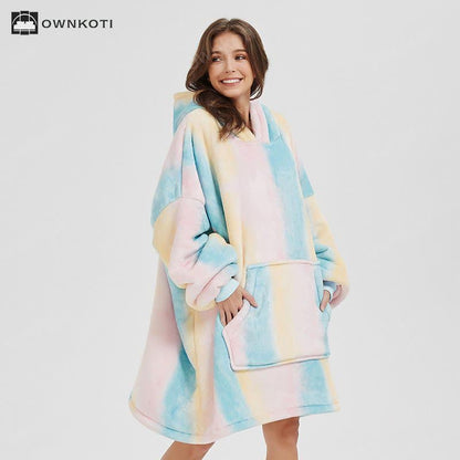 Sherpa Wearable Blanket Hooded Nightgown