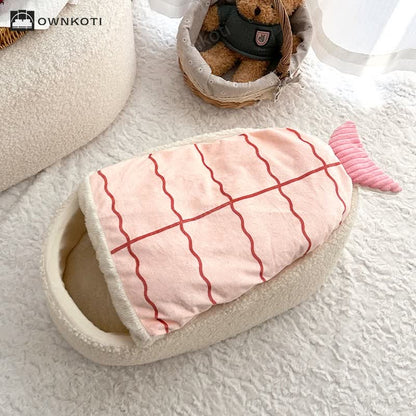 Sushi Shaped Warm Fleece Pet Bed