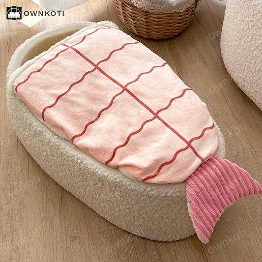 Sushi Shaped Warm Fleece Pet Bed