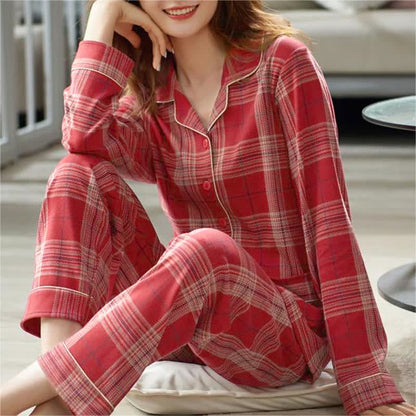 Lattice Cotton Long Sleeves Pajama Set