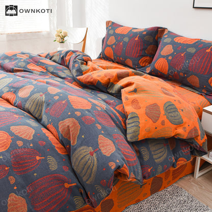 Pumpkin Cotton Gauze Bedding Set (4PCS)