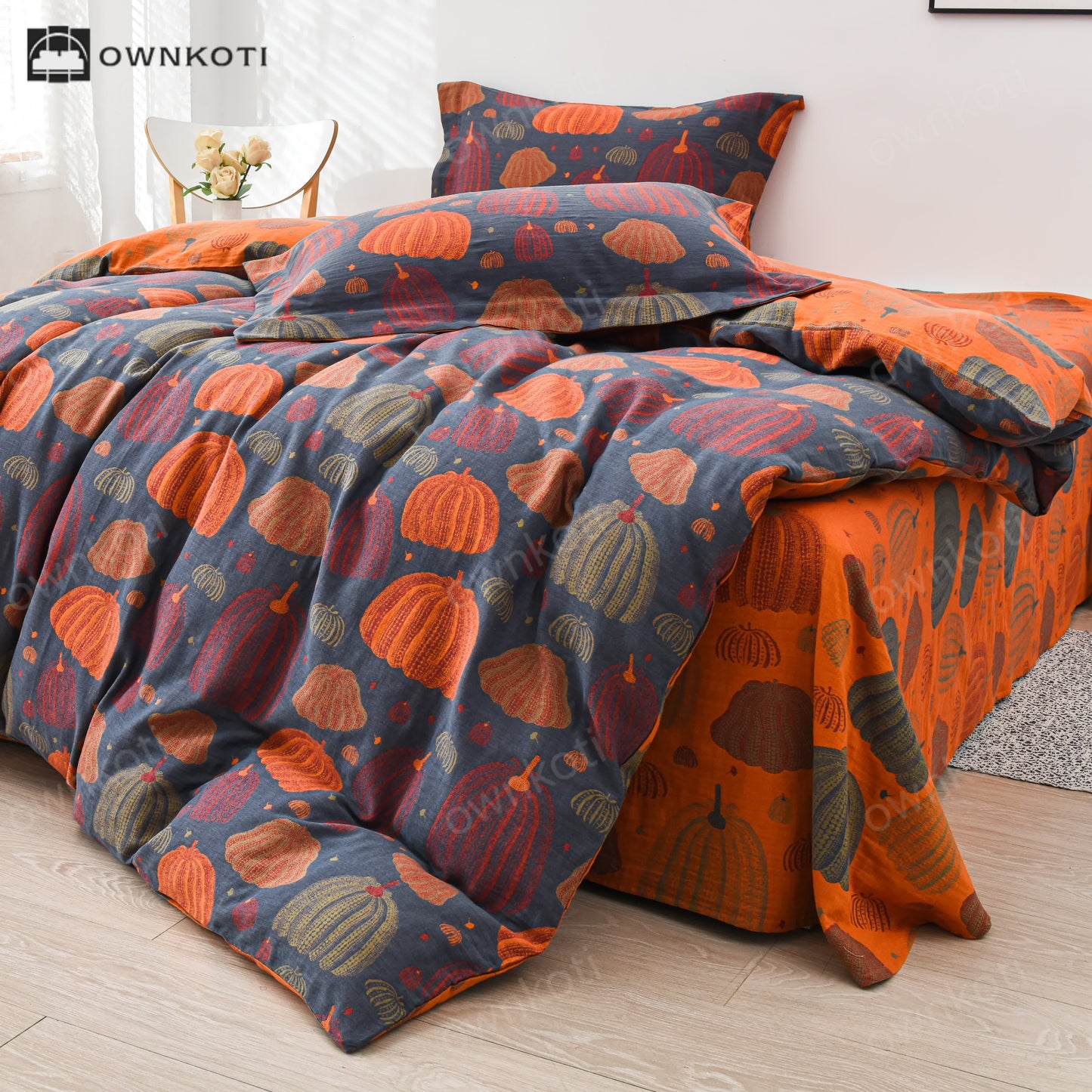 Pumpkin Cotton Gauze Bedding Set (4PCS)