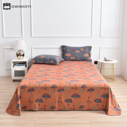 Cotton Ginkgo Leaf Duvet Cover Bedding Set (4PCS)