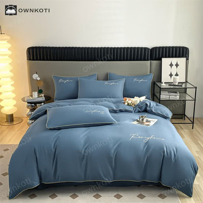 Simple Breathable Duvet Cover Bedding Set (4PCS)