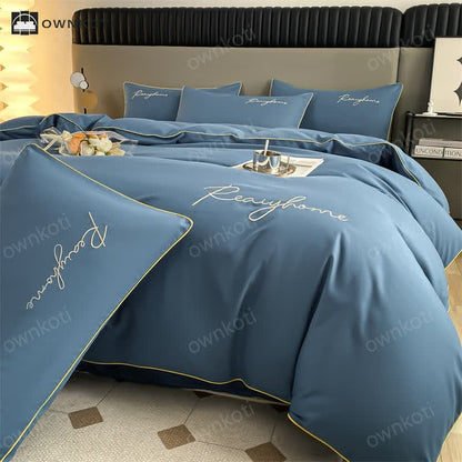 Simple Breathable Duvet Cover Bedding Set (4PCS)