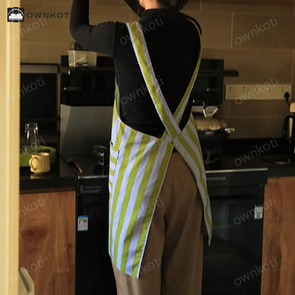 Simple Striped Waterproof Kitchen Apron