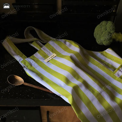 Simple Striped Waterproof Kitchen Apron