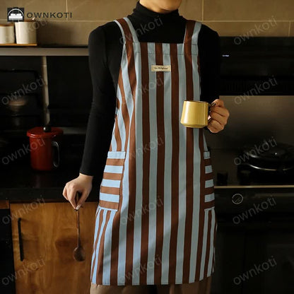 Simple Striped Waterproof Kitchen Apron