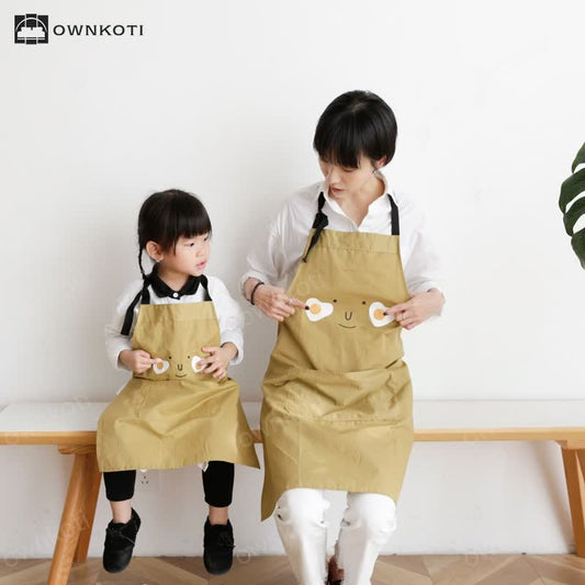 Fried Egg Smile Waterproof Parent-child Apron